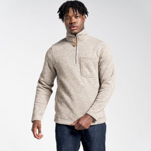 Férfi Craghoppers Barona Half Zip Polár Pulóverek Bézs | NPKDXR684