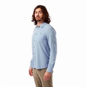Férfi Craghoppers NosiLife Nuoro Long Sleeve Ingek Kék | YGLMWS295