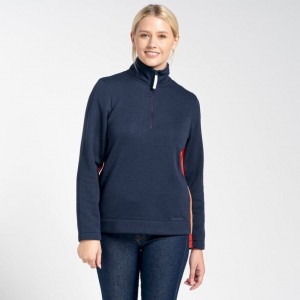 Női Craghoppers Pinalla Half Zip Polár Pulóverek Sötétkék | SCQJZV570