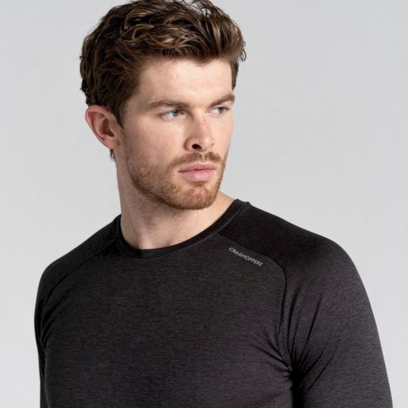 Férfi Craghoppers Dynamic Pro Long Sleeve Póló Fekete | OTDLSJ408