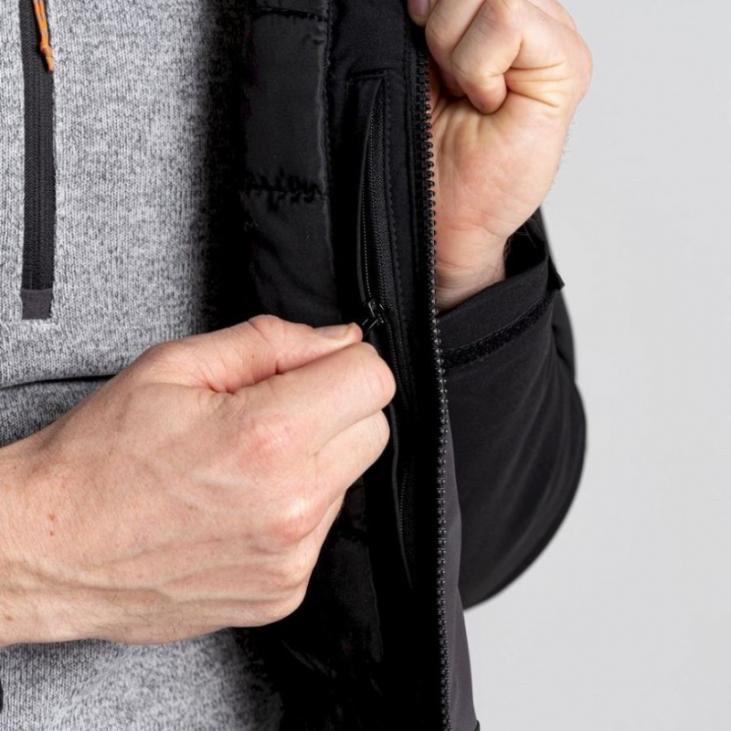 Férfi Craghoppers Gryffin Thermic Kapucnis Kabát Fekete | XREQJS634