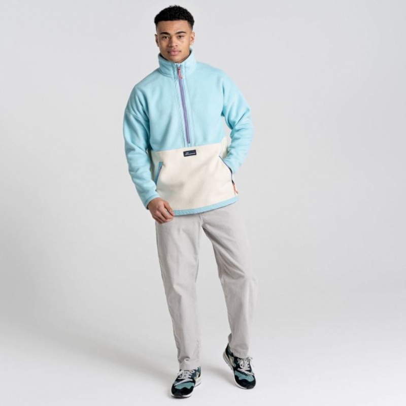 Férfi Craghoppers Spindle Half Zip Polár Pulóverek Világos Türkiz | FWLEIB019