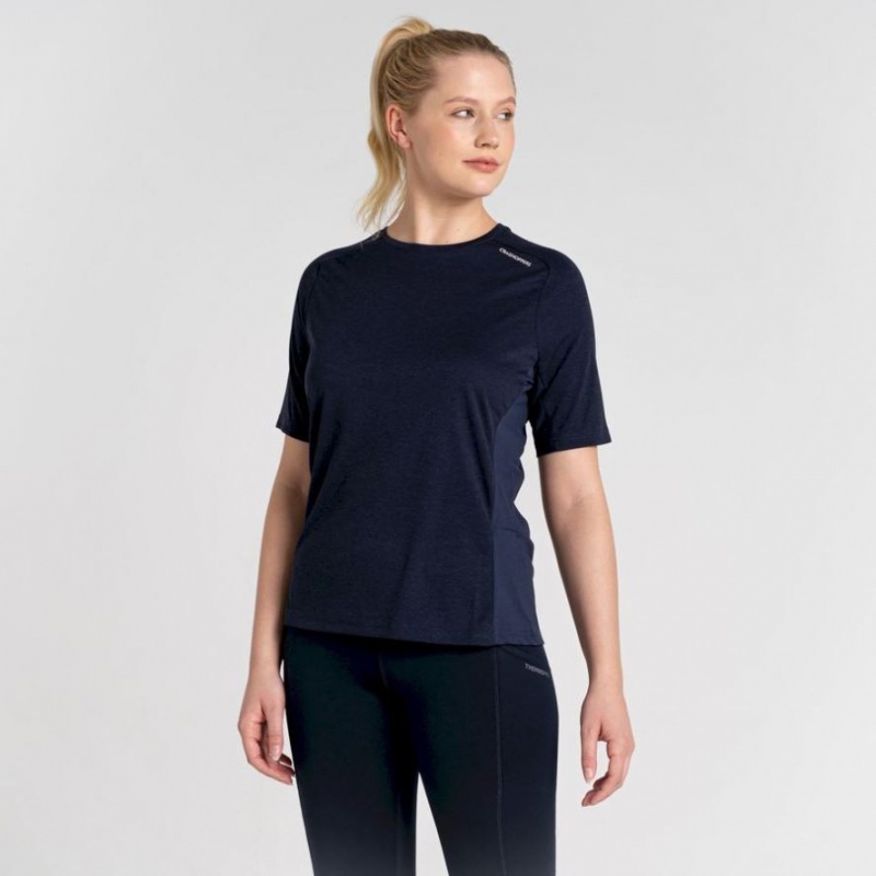 Női Craghoppers Dynamic Pro Rövid Sleeve Póló Sötétkék | OEFVQM032