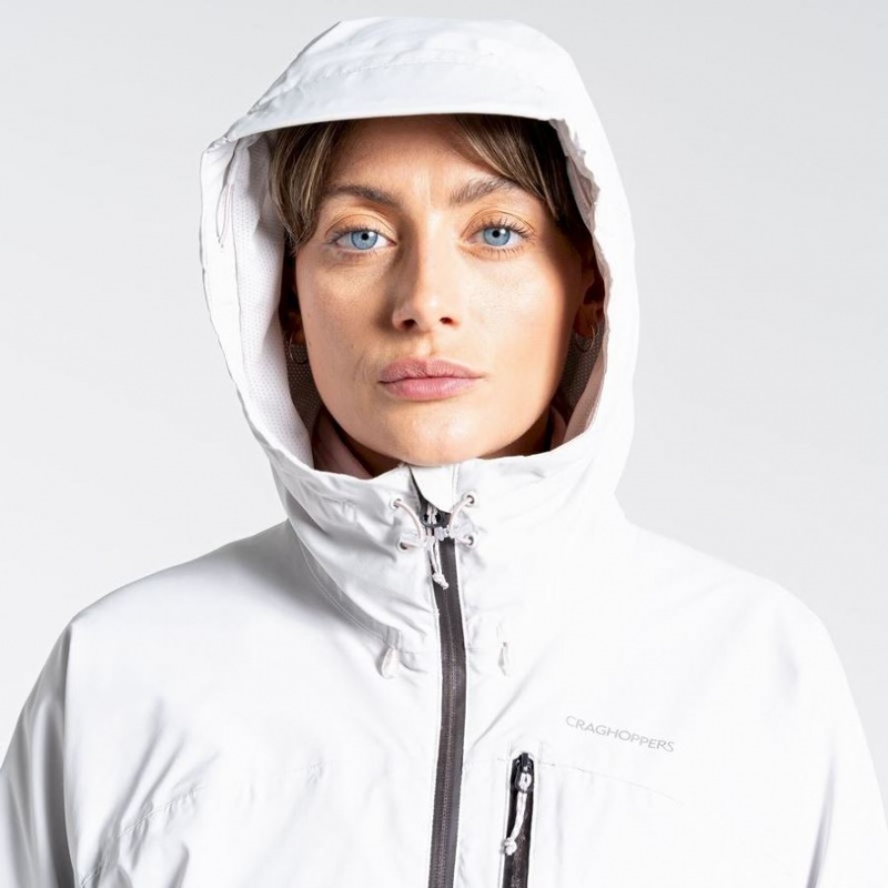 Női Craghoppers Dynamic Vízálló Kabát Fehér | NVMRBW194