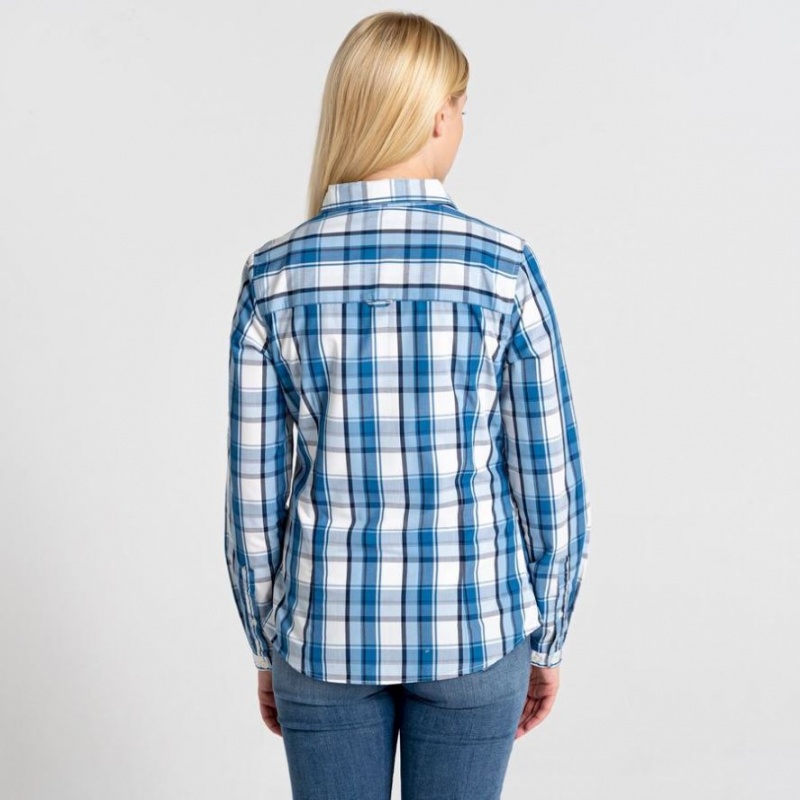Női Craghoppers Kiwi II Long Sleeve Ingek Kék | HVSNDK178