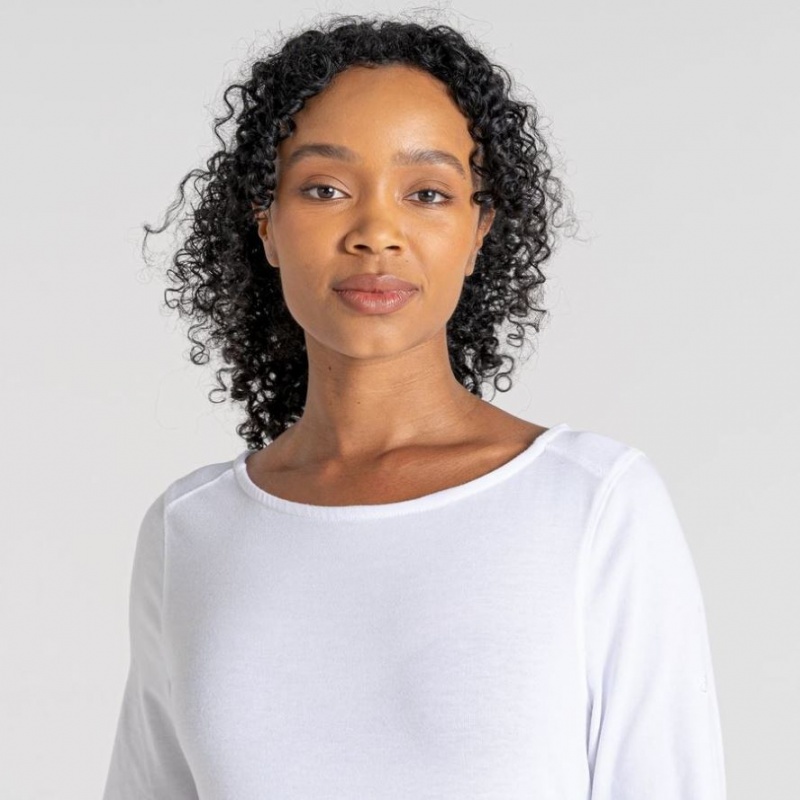 Női Craghoppers NosiLife Erin Long Sleeve Póló Fehér | ZJOUIB013
