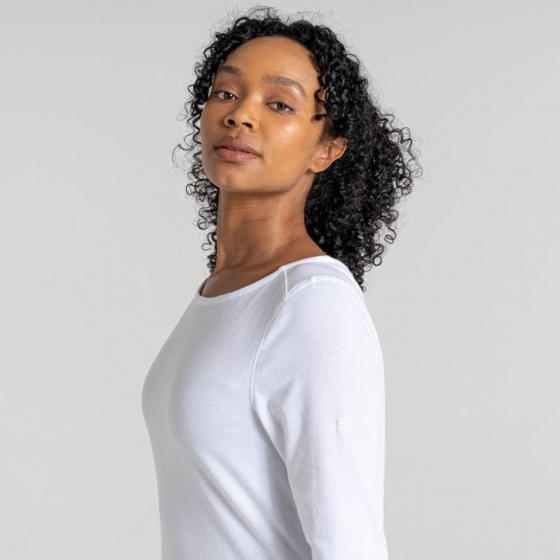 Női Craghoppers NosiLife Erin Long Sleeve Póló Fehér | ZJOUIB013