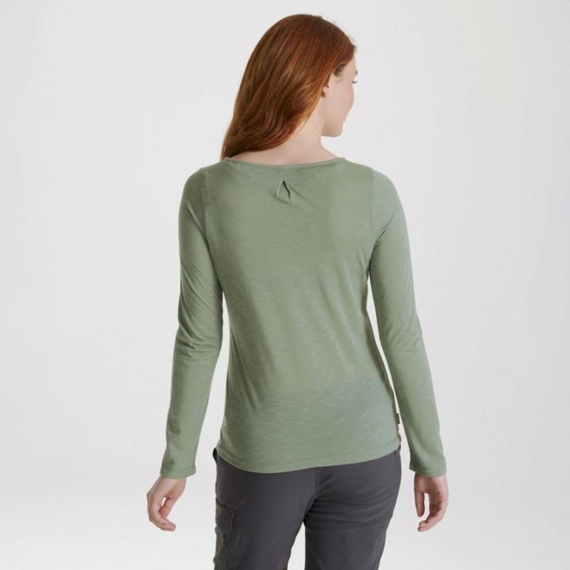 Női Craghoppers NosiLife Erin Long Sleeve Póló Olivazöld | CFGEYJ647