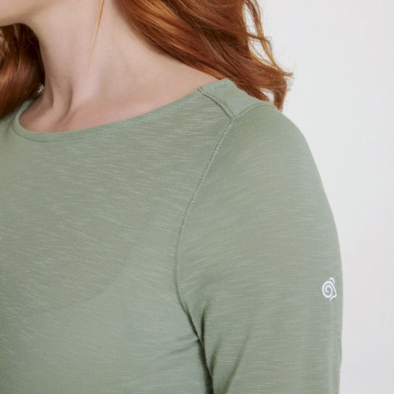Női Craghoppers NosiLife Erin Long Sleeve Póló Olivazöld | CFGEYJ647
